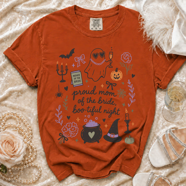 Proud Mom Bride T-Shirt in Yam