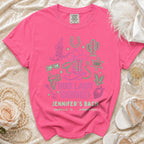 Pink t-shirt with "Her Last Rodeo Jennifer's Bach" and Western graphics.