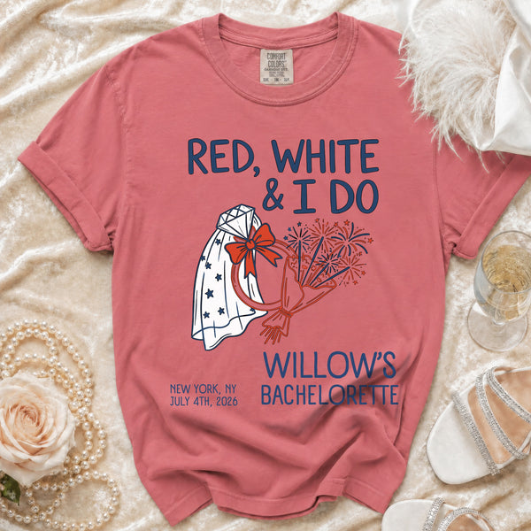 Red, White & I Do Bachelorette T-Shirt in Watermelon