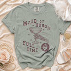 Maid of Honor Full Time shirt with skeleton hand holding champagne glass.