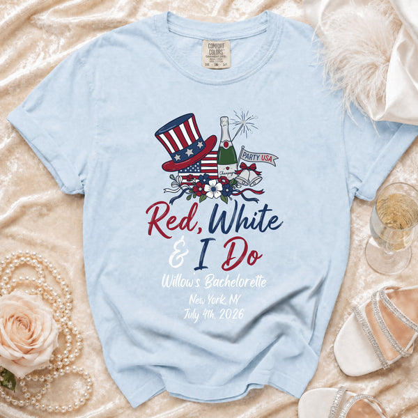 Red, White & I Do Celebration T-Shirt in Chambray