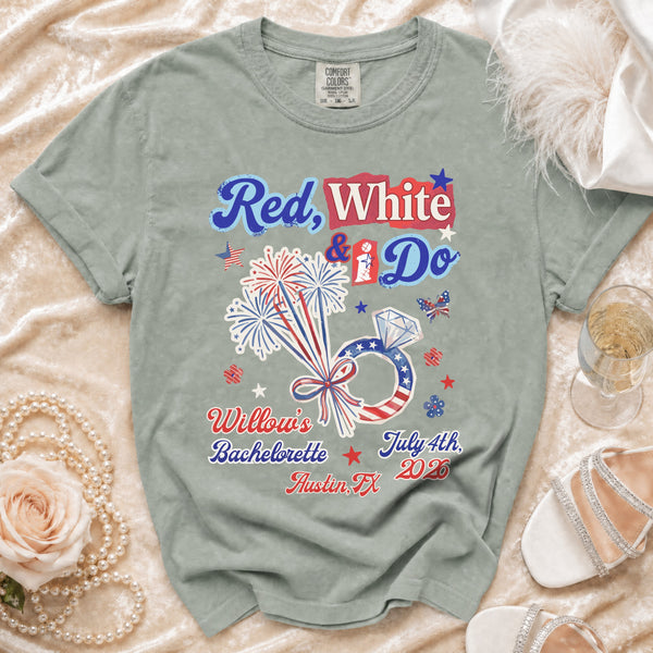 Red, White & I Do Bachelorette T-Shirt in Bay