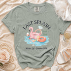T-shirt with "Last Splash Savah's Bach Malibu, CA - Summer 2026" text.