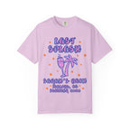 Pink t-shirt with "LAST SPLASH" text and palm tree graphic.