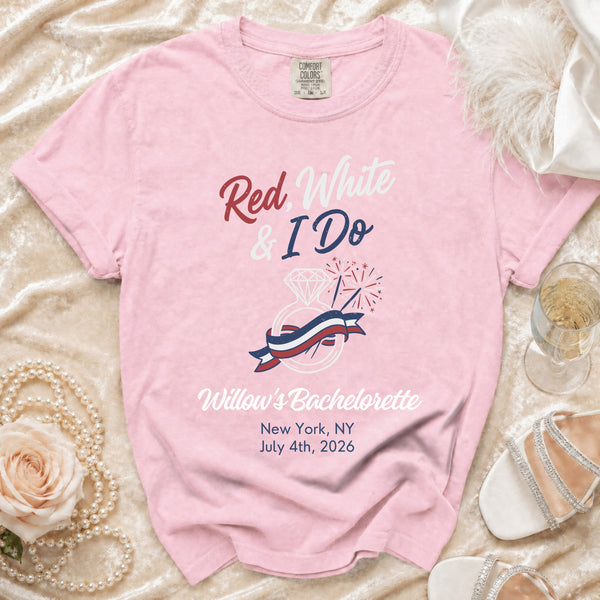 Red, White & I Do" Celebration T-Shirt in Blossom