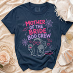 Navy t-shirt with "Mother of the Bride Boo Crew" and a ghost bride graphic.