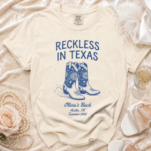 Reckless Texas Disco Cowgirl T-shirt in Ivory