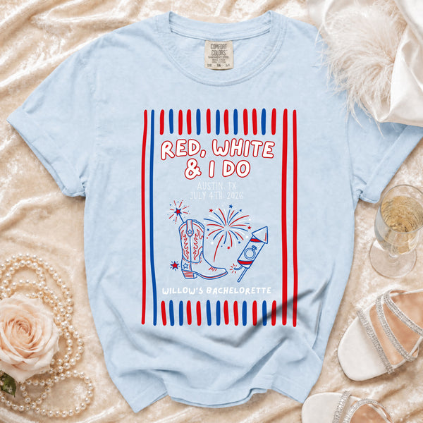 Red, White & I Do Celebration T-Shirt in Chambray