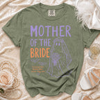 Green t-shirt with "Mother of the Bride" and a ghost bride graphic.