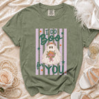 Green t-shirt with ghost graphic saying "I do Boo for You".