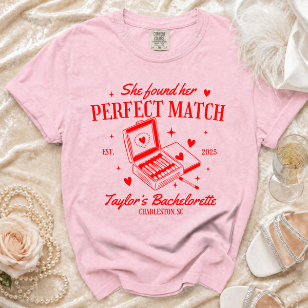 Found My Perfect Match Bachelorette T-shirt in Blossom