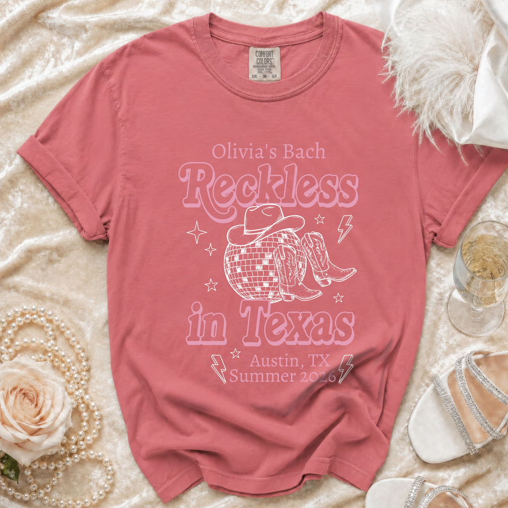Comfort Colors t-shirt for Olivia's Bach in Texas, Austin, Summer 2026.
