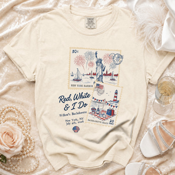 Red White & I Do Bachelorette July 4th T-Shirt in Ivory