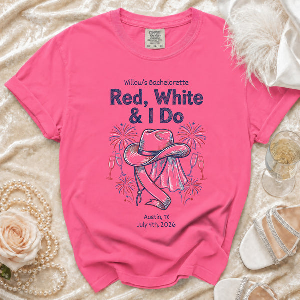 Red, White & I Do" Bachelorette T-shirt in Crunchberry