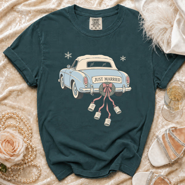 Just Married T-Shirt in Blue Spruce