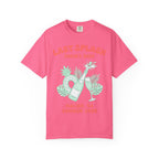 Pink t-shirt with "Last Splash Sarah's Bach Malibu CA Summer 2026" and graphics.