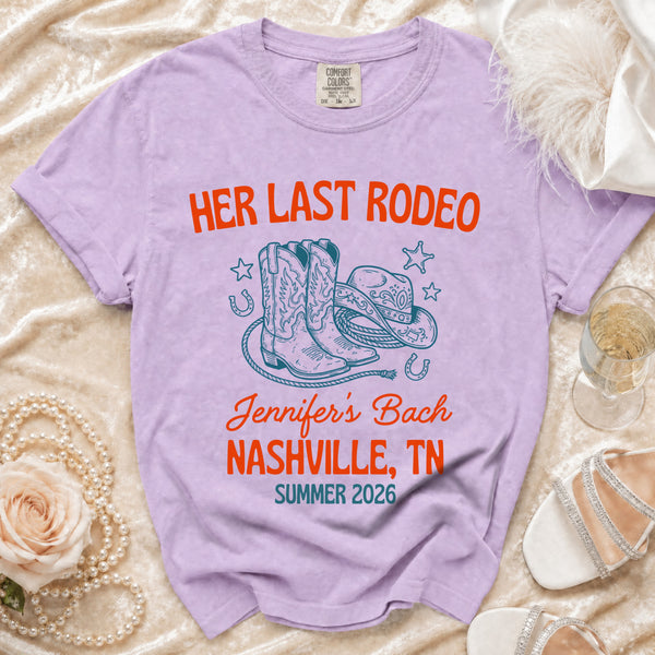 Her Last Rodeo Nashville Bachelorette T-Shirt in Orchid