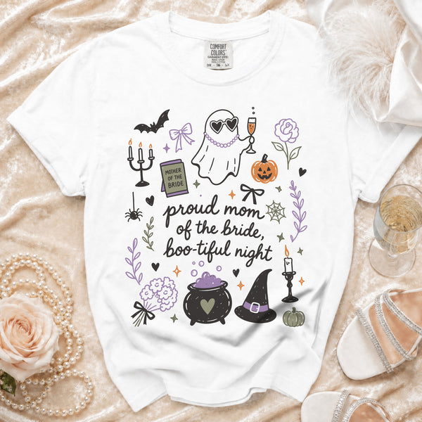 Proud Mom Bride T-Shirt in White