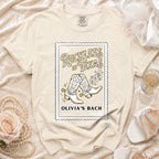 Stamp graphic with cowboy boots and "Reckless in Texas" text.