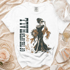 White t-shirt with skeleton graphic and text "OF THE OPER HALL Boo-tiful".