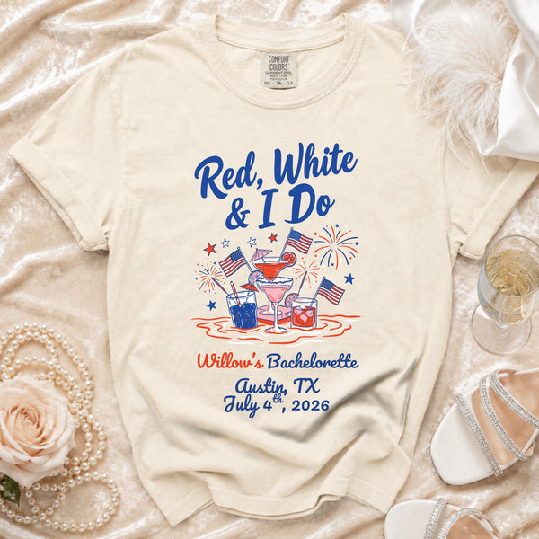 Red, White & I Do Bachelorette T-Shirt in Ivory
