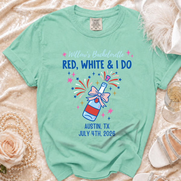 Willow's Bachelorette: Red, White & I Do T-Shirt in Island Reef