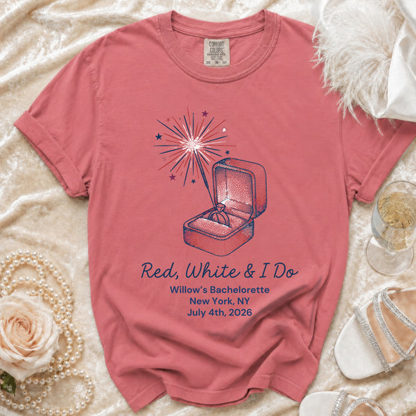Red, White & I Do Bachelorette T-Shirt in Watermelon