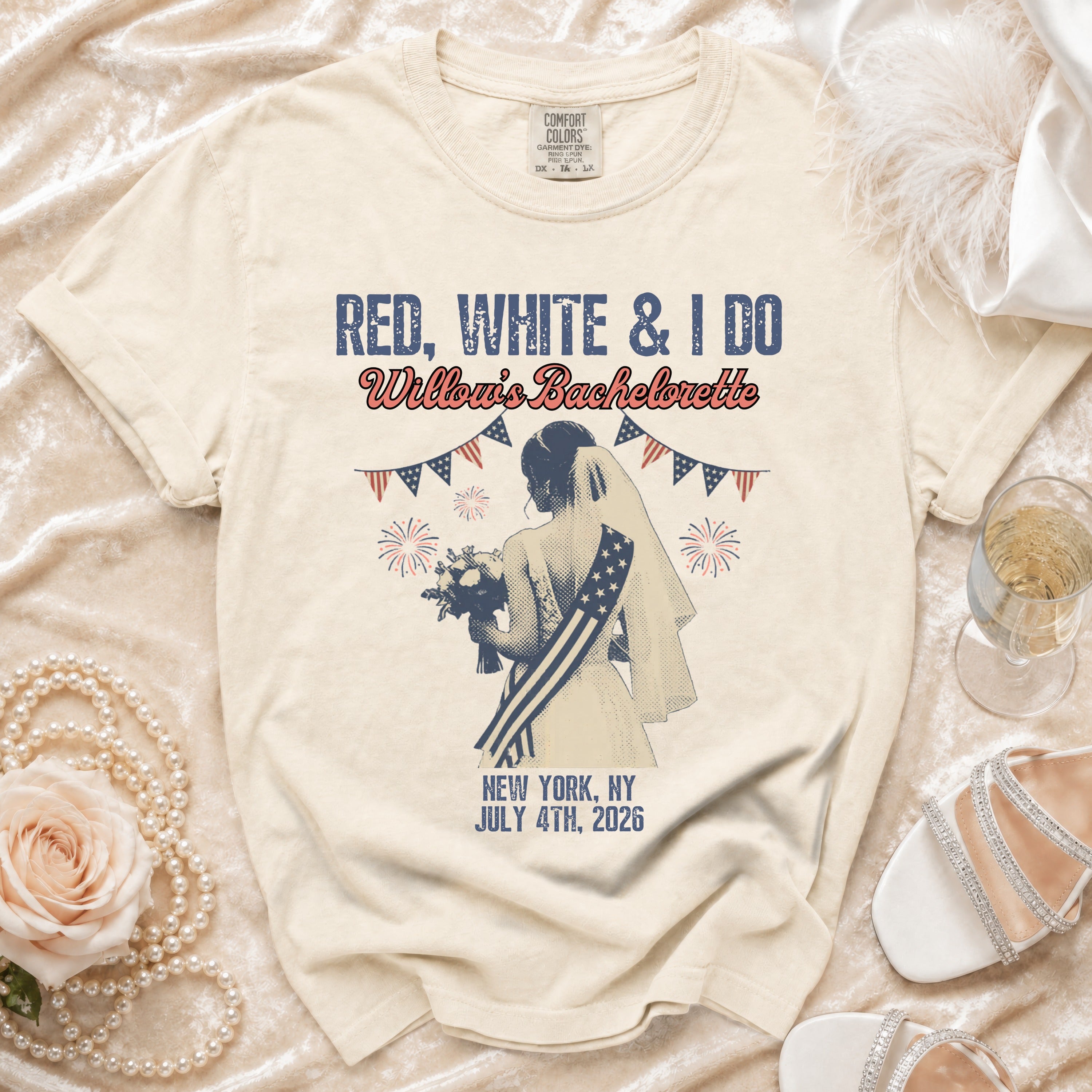 Red, White & I Do Willow's Bachelorette NYC July 4th, 2026 t-shirt.