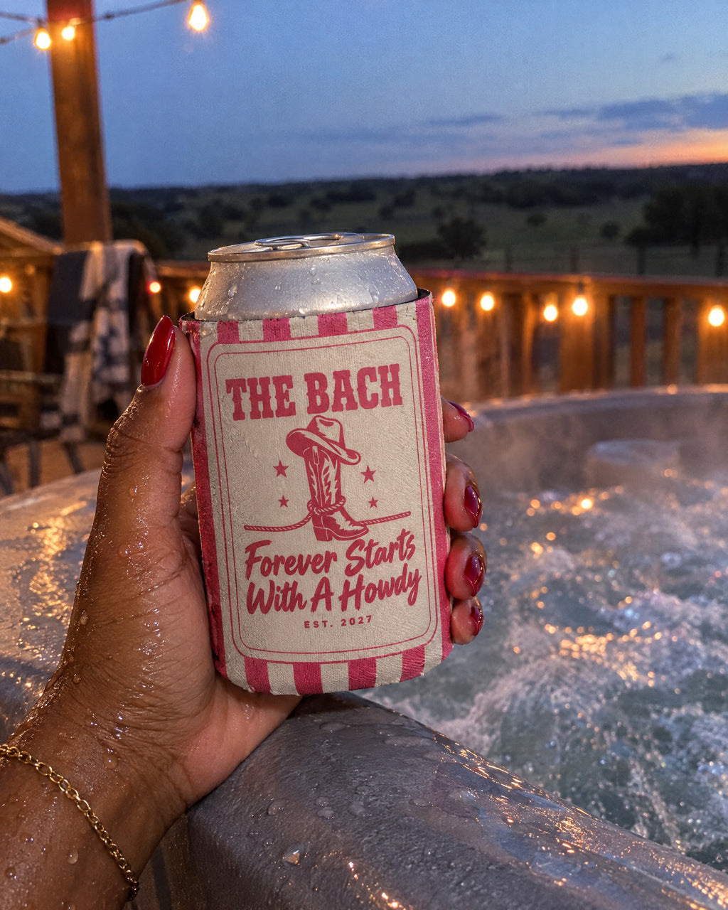 Forever Starts With A Howdy can coolers on a bachelorette trip with the crew