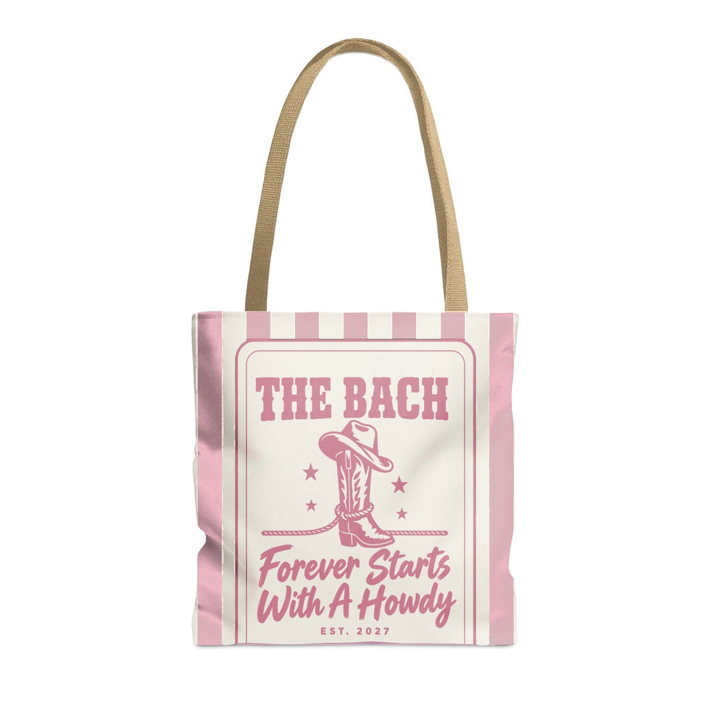 Forever Starts With A Howdy striped tote bag, Blossom