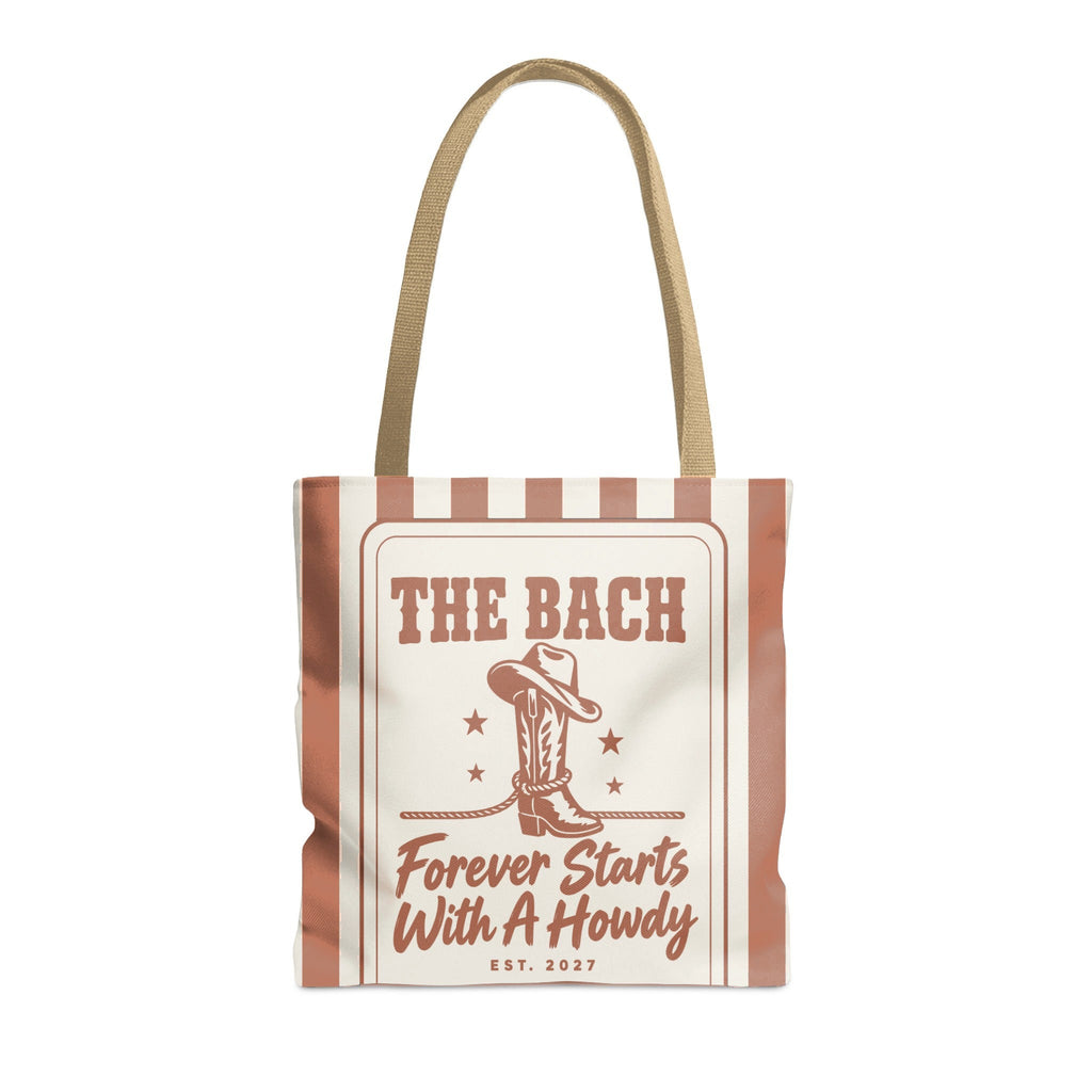 Forever Starts With A Howdy striped tote bag, Terracotta