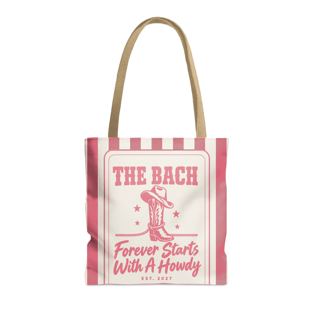 Forever Starts With A Howdy striped tote bag, Watermelon