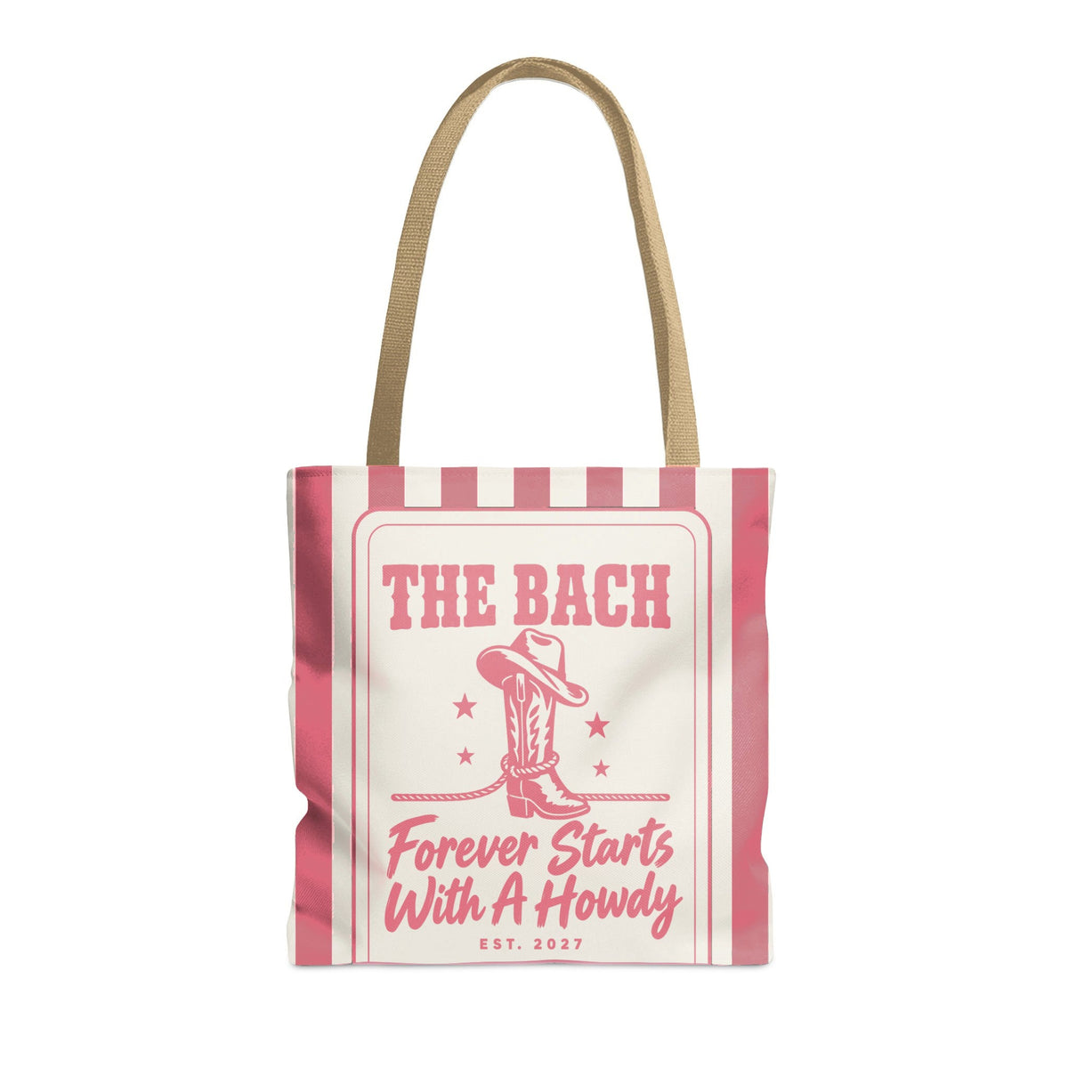 Forever Starts With A Howdy striped tote bag, Watermelon