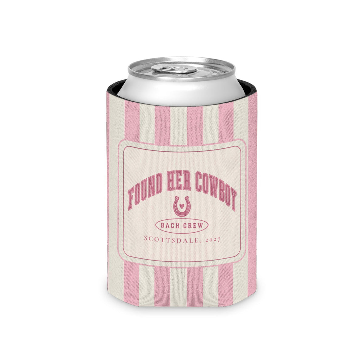 Found Her Cowboy striped can cooler, Blossom