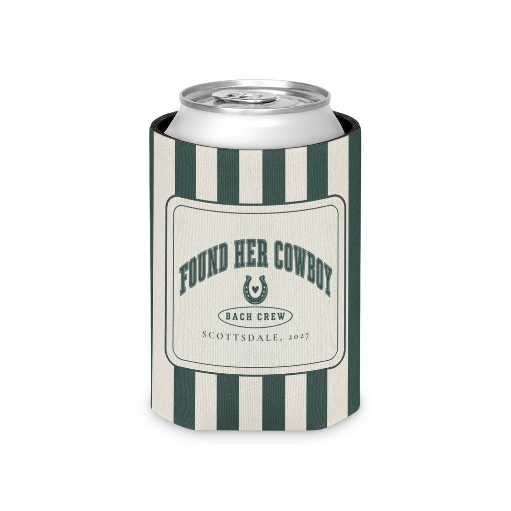 Found Her Cowboy striped can cooler, Blue Spruce