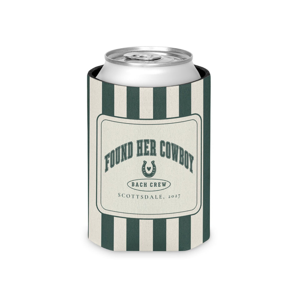 Found Her Cowboy striped can cooler, Blue Spruce
