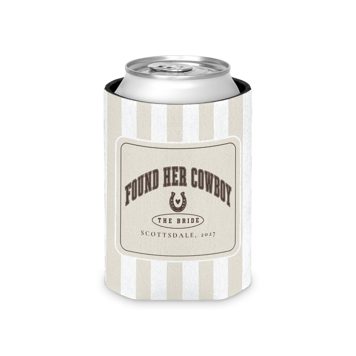 Found Her Cowboy striped can cooler, Bride
