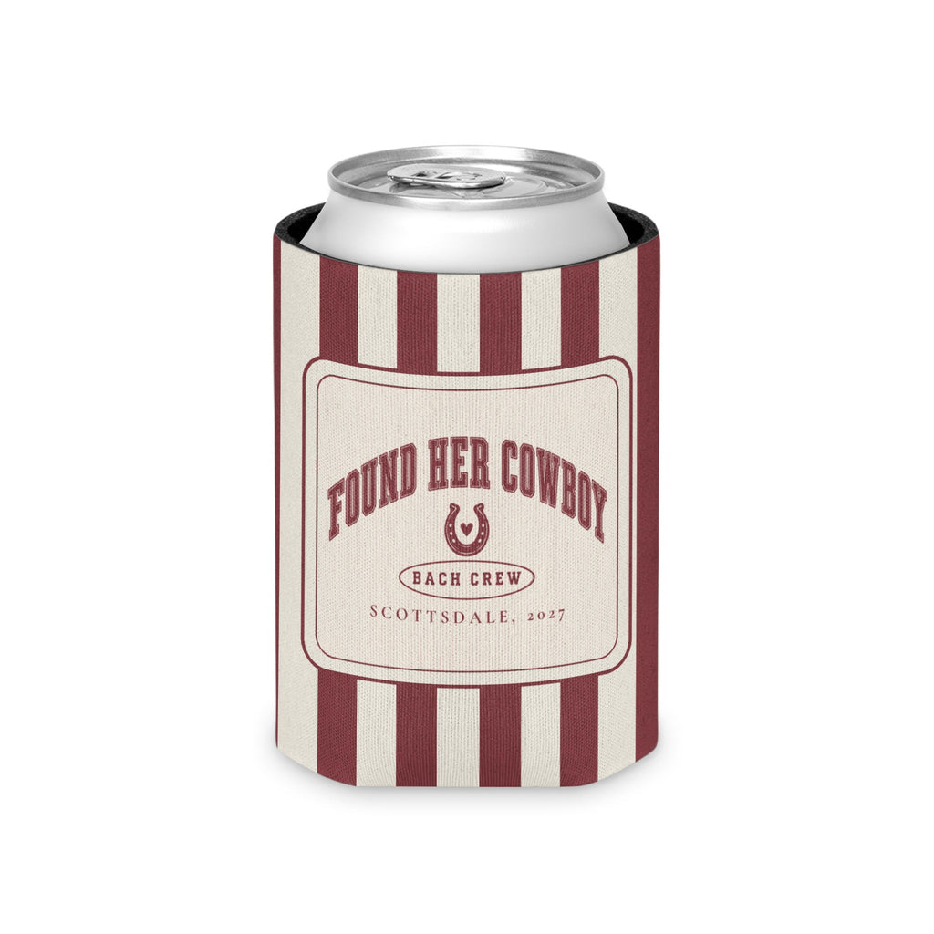 Found Her Cowboy striped can cooler, Chili