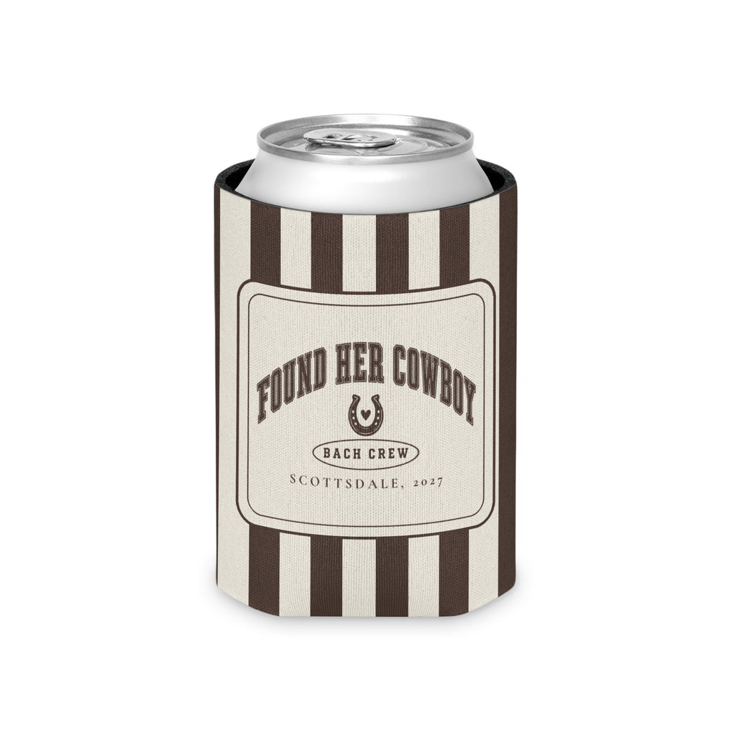 Found Her Cowboy striped can cooler, Espresso
