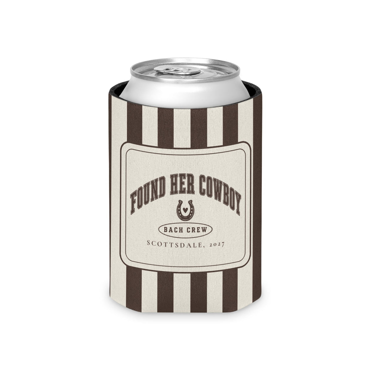 Found Her Cowboy striped can cooler, Espresso
