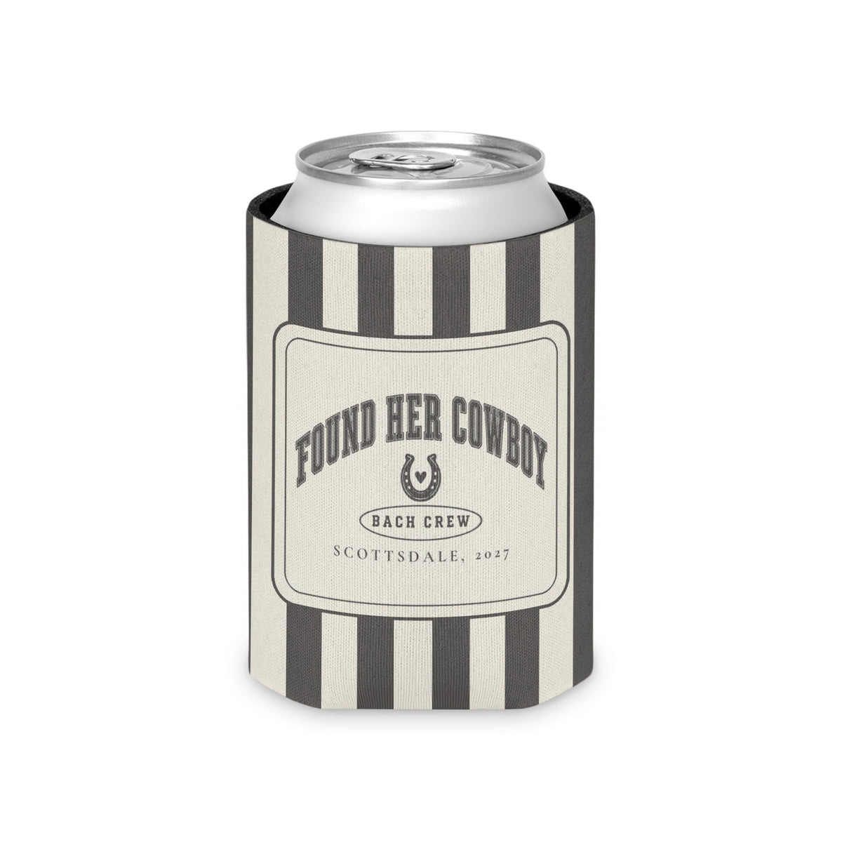 Found Her Cowboy striped can cooler, Pepper