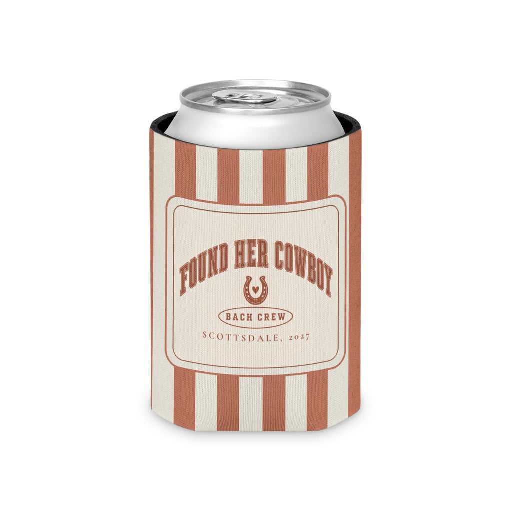 Found Her Cowboy striped can cooler, Terracotta