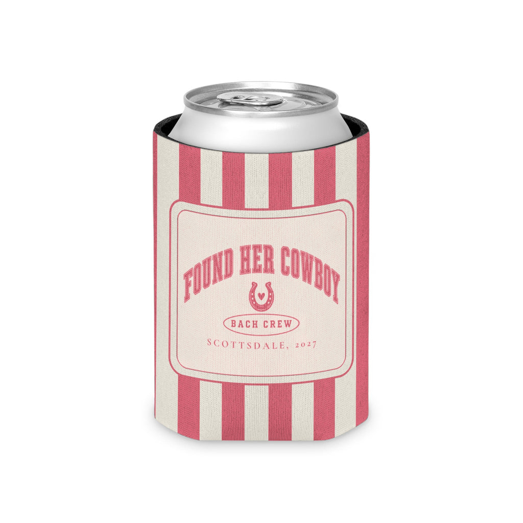 Found Her Cowboy striped can cooler, Watermelon