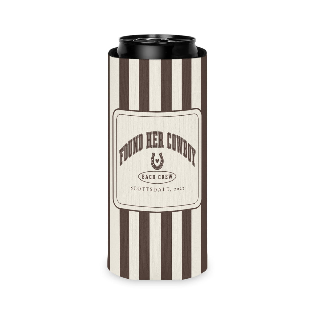 Found Her Cowboy slim can cooler for tall seltzer cans, Espresso