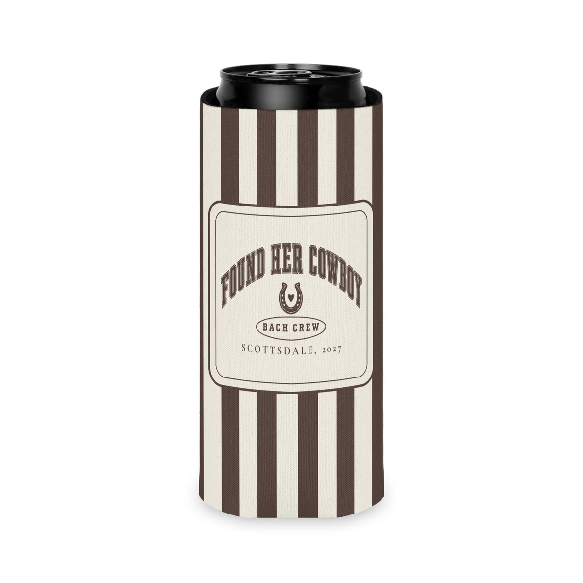 Found Her Cowboy slim can cooler for tall seltzer cans, Espresso
