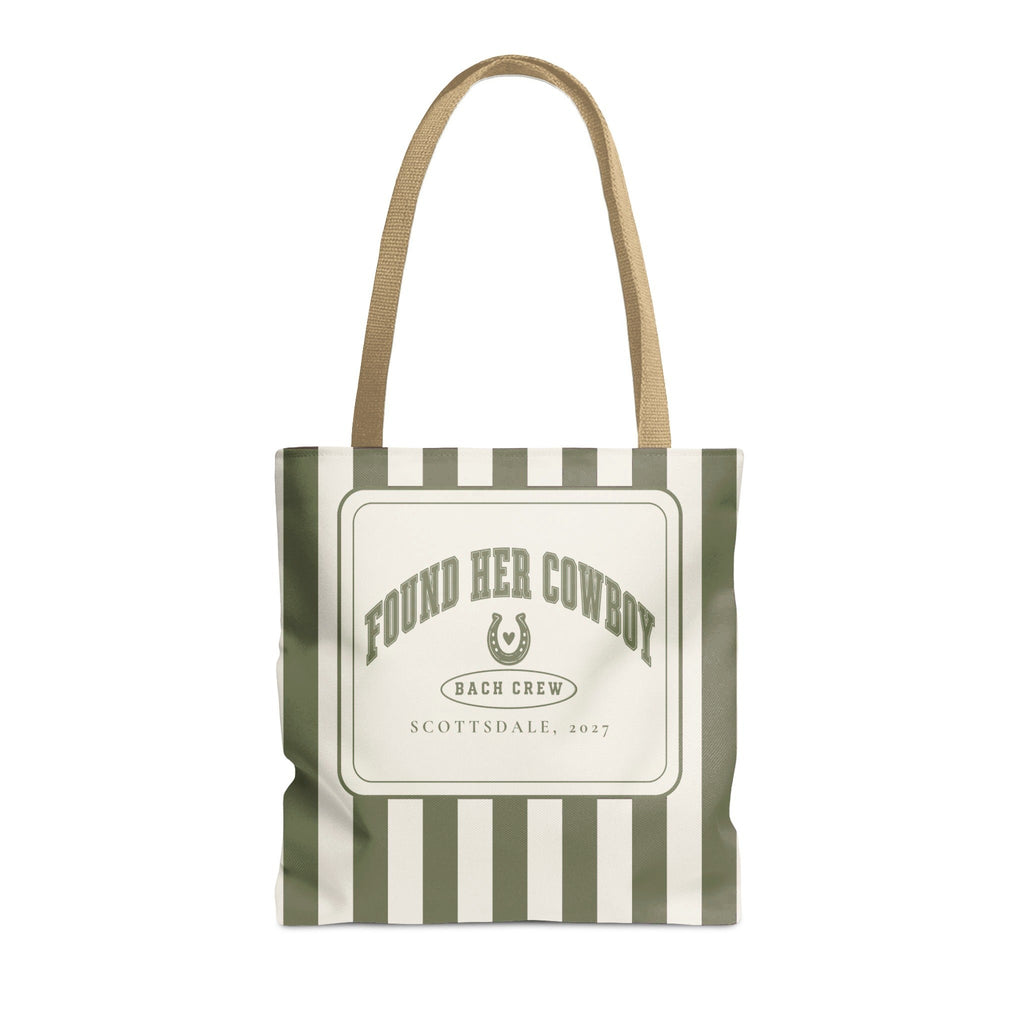 Found Her Cowboy striped tote bag, Moss