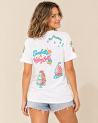 Turks and Caicos Bride Doodles T-shirt, worn back view