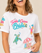 Turks and Caicos Bride Doodles T-shirt, close-up