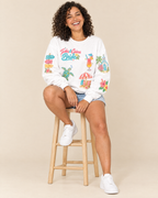 Turks and Caicos Bride Doodles Sweatshirt, seated