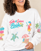 Turks and Caicos Bride Doodles Sweatshirt, close-up